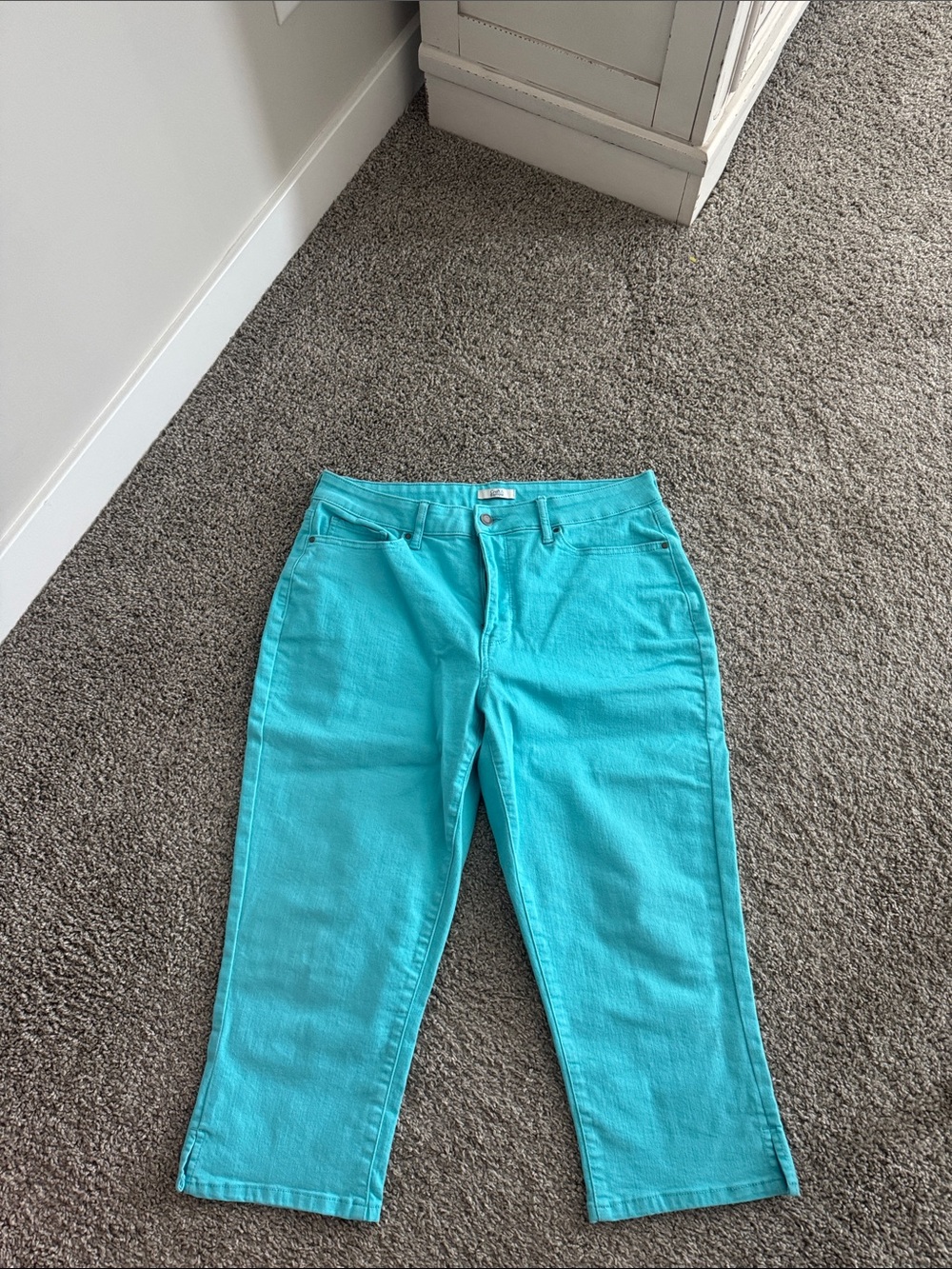 croft & barrow Turquoise Cropped Straight-Leg Jeans